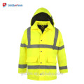 Winter Quilted Hi Vis Reflective Work Safety Parka Jacket Coat with Adjustable Hood